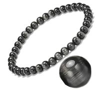 Pulsera de piedra natural para mujer, turmalina, ojo de tigre, ágata cristalina, CALIDAD A, 7,5 pulgadas, 4/6/8 MM (Pulsera ojo de gato negra，5MM)