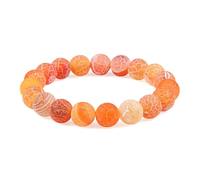 Pulsera de Piedra Natural para Mujeres y Niñas,Hecha a Mano,Ajustable,de 8mm,con Cuentas de Color Naranja,Grietas,Chakras,Ágata,Piedras Preciosas,Brazaletes, de Yoga,Amistad,8mm