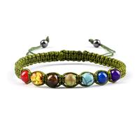 Pulsera de piedra natural trenzada de 6 mm y 7 chakras Brazaletes Engry Pareja Yoga Cadena de joyería Pulsera para amigo, verde