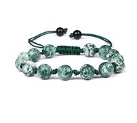 Pulsera De Piedra Natural Verde, Pulsera De Cuentas De Ágata Malaquita, Pulseras De Cuerda Tejidas A Mano De Energía, Joyería Clásica Para Hombres Y Mujeres, Joyería De Yoga,Piedra Punto Verde