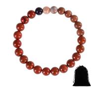 Pulsera de piedra para hombre, pulsera de piedra solar natural, cuentas de ojo de tigre rojo, pulsera unisex ajustable de estilo bohemio, regalo de joyería de cristal de sanación energética.