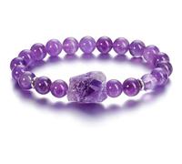 Pulsera de piedra - Piedra natural Amatista Ágata negra Pulsera de cuentas de piedra Personalidad Piedra cruda irregular Pareja Cuerda elástica Hombres y mujeres Pulsera Four Seasons, amatista, ta