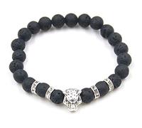 Pulsera de Piedra, Pulsera de Cuentas de Piedra Natural 8 mm de Piedra volcánica de Piedra vulcánica Antigua Cabeza de Leopardo Modelos de Hombres y Mujeres Pulseras elásticas Accesorios de Ropa