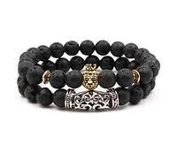 Pulsera de Piedra, Pulsera de Cuentas de Piedra Natural, Pulseras de Piedra Natural Cuentas de Piedra volcánica de Piedra volcánica de la Cabeza del león Pulsera elástica Pulsera, Accesorios de Ropa