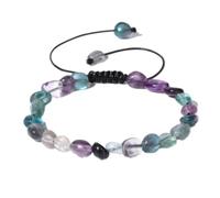 Pulsera de Piedra - Pulsera Trenzada con Cuentas de Piedra Natural Pulsera de Pareja Personalizada Trenzada de Cuarzo Hecha a Mano Regalo de joyería para Hombres y Mujeres, Fluorita, Talla única