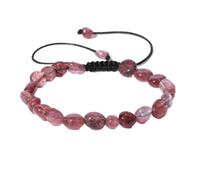 Pulsera de Piedra - Pulsera Trenzada con Cuentas de Piedra Natural Pulsera de Pareja Personalizada Trenzada de Cuarzo Hecha a Mano Regalo de joyería para Hombres y Mujeres, Cuarzo Fresa, Talla úni