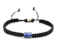 Pulsera de piedra Turmalina Negra en bruto Piedras 100% Natural Amuleto Suerte Protección (lapislázuli pequeña)