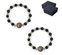 Pulsera de Piedra Volcánica Hermandad de Caballeros Honor y Fe (2pc)