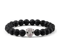 Pulsera de piedra volcánica natural para hombre, con cuentas de cabeza de leopardo de lava negra, pulseras de yoga para mujer, joyería de equilibrio, estilo 8