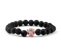 Pulsera de piedra volcánica natural para hombre, con cuentas de cabeza de leopardo de lava negra, pulseras de yoga para mujer, joyería de equilibrio, estilo 10