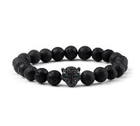 Pulsera de piedra volcánica natural para hombre, con cuentas de cabeza de leopardo de lava negra, pulseras de yoga para mujer, joyería de equilibrio, estilo 12