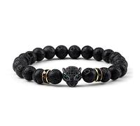Pulsera de piedra volcánica natural para hombre, con cuentas de cabeza de leopardo de lava negra, pulseras de yoga para mujer, joyería de equilibrio, estilo 11