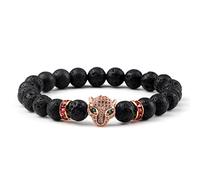 Pulsera de piedra volcánica natural para hombre, con cuentas de cabeza de leopardo de lava negra, pulseras de yoga para mujer, joyería de equilibrio, estilo 9