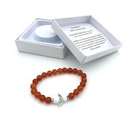 Pulsera de piedras preciosas de cornalina hecha a mano con ángel de la guarda en caja de regalo | Felicidad, amor, energía familia