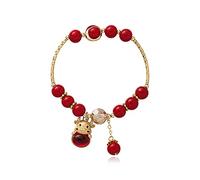 Pulsera de Piedras Preciosas Naturales, Pulsera de Cristal, Bolsa de Dinero de la Suerte, Pulsera con Dije de Vaca, ágata roja, Esmalte Austriaco, joyería de Vacaciones, Amuleto para atraer Dinero,
