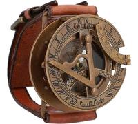 Pulsera de piel auténtica con reloj de sol estilo steampunk, accesorio unisex único, regalo para él y ella, marrón