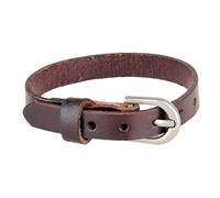 Pulsera de Piel, Brazalete, Hebilla de Cinturón, Pulsera Rígida, Pulsera con Dije, Pulsera Hombre, marrón, 25 x 1 cm