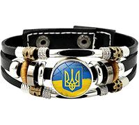 Pulsera de piel con bandera de Ucrania Pulseras Ucranianas Redondas con Bandera Nacional Ucrania Pulseras de la Paz Pulsera Regalo para Hombres y Mujeres Fashion Processing