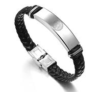 Pulsera de piel con sello de siete arcángeles, pulsera de cuero católico de 7 arcángeles, pulsera religiosa cristiana de protección de ángeles santos, amuleto de bautizo, joyería para mujeres y