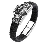 Pulsera de piel de búho con pájaro para hombre, clásica, trenzada, diseño punk de animales voladores y pájaros, joyas para hombre