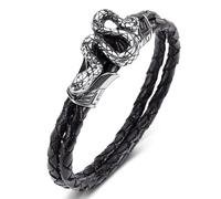 Pulsera de piel de serpiente para hombre, diseño gótico de serpientes punk