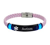 Pulsera de piel personalizada que brilla en la oscuridad con identificación de alerta médica para hombres y mujeres, pulsera de alarma de identificación personalizada para medicamentos, enfermedades