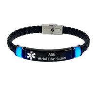 Pulsera de piel personalizada que brilla en la oscuridad con identificación de alerta médica para hombres y mujeres, pulsera de alarma de identificación personalizada para medicamentos, enfermedades