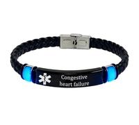 Pulsera de piel personalizada que brilla en la oscuridad con identificación de alerta médica para hombres y mujeres, pulsera de alarma de identificación personalizada para medicamentos, enfermedades