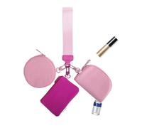 Pulsera de plata, colgante de llave de pulsera con cartera de múltiples funciones con cremalleras en el intercambio de dinero de la llave de la muñeca con un cierre, rosa, Se référer au