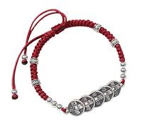 Pulsera de plata con moneda de cinco emperadores, pulsera de cordón rojo Feng Shui, amuleto de la suerte de plata antigua, talismán de moneda antigua para prosperidad y protección del dinero