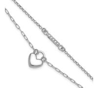 Pulsera de plata de ley 925 chapada en rodio de 1,1 mm, corazón de amor 7 con extensión de 3 centímetros, pulsera de 2 hebras de 18 cm, regalo de joyería para mamá, talla única, Zirconia cúbica Gema