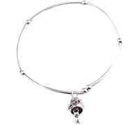 Pulsera de plata de ley 925 con diseño de gato de la suerte para mujer, estilo vintage, japonés, Maneki Neko, ajustable, joyería minimalista (plata)
