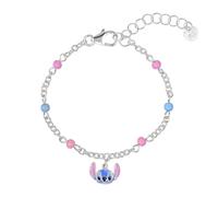 Pulsera de plata de ley 925 con diseño de puntada rosa y azul, talla única, Plata de ley, No es una piedra preciosa