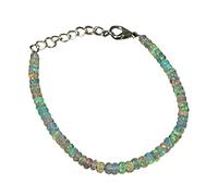 Pulsera de plata de ley 925 de 5 mm con cuentas de ópalo de fuego natural etíope de Welo para mujer, cuentas de ópalo de calidad AAA, pulsera de ópalo de 7 pulgadas, joyería de ópalo, 5 mm, Piedra,