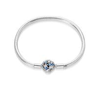 Pulsera de plata de ley 925 para abalorios Pandora, pulsera con forma de corazón con cierre de cadena de serpiente con circonita cúbica 5A, compatible con cualquier pulsera, regalo del día de la madre