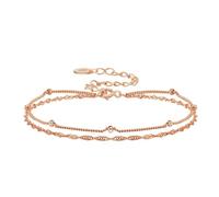 Pulsera de plata de ley 925 para mujer, pulsera de boda, doble cadena con cuentas, joyería de moda, 20CM, No es una piedra preciosa