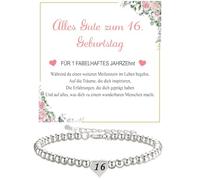 Pulsera de plata de ley 925 para mujer, regalo de cumpleaños 16, 18, 21, 30, 40, 50, 60, con tarjeta para madre, hija, hermana, abuela, novia, Eine Grösse, Plástico, No es una piedra preciosa