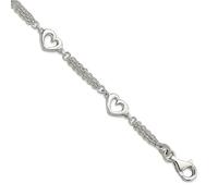 Pulsera de plata de ley 925 pulida con corazones de amor de 12,04 mm con extensión de 3 centímetros, 19 cm, regalo de joyería para mamá, talla única, Metal Plata Plata de ley, No es una piedra