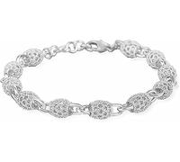 Pulsera de Plata esterlina, Pulsera, Pulseras de Brazalete de Cristal foradjusticlesterling Brazalete de Brazalete de Plata, Mujeres 925 Pulsera de Plata esterlina Hollow Torne Plateado Beads Pulsera