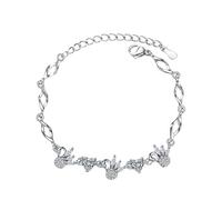 Pulsera de plata genérica con varios anillos para cumpleaños de 4 mm, amada por mamá y mensaje, talla única, Cobre, No es una piedra preciosa