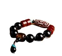 pulsera de plata, pulsera de cadena de mano Pulsera de ágata Feng Shui Budismo Pulsera de riqueza Cornalina Nueve ojos Dzi Brazalete con dijes Joyería de mal de ojo Pulsera de cornalina natural for di