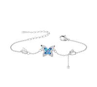 Pulsera de plata S925 con diseño de mariposa Crtstal, regalo para mujeres, niñas, hijas, madres, amigas, hermanas, cumpleaños, Navidad, joyería delicada, adjustable, Plata, No es una piedra preciosa
