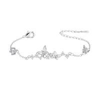 Pulsera de plata S925 con diseño de mariposa Crtstal, regalo para mujeres, niñas, hijas, madres, amigas, hermanas, cumpleaños, Navidad, joyería delicada, adjustable, Plata, No es una piedra preciosa