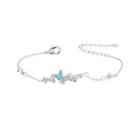 Pulsera de plata S925 con diseño de mariposa Crtstal, regalo para mujeres, niñas, hijas, madres, amigas, hermanas, cumpleaños, Navidad, joyería delicada, adjustable, Plata, No es una piedra preciosa