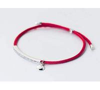 Pulsera de Plata Suave de Mujer Coreana S925 con Diamantes Forrados a Mano Pulsera de Joyería Ajustable de Cadena Roja, LJBLEUSK, el Argent