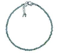 Pulsera de prehnita de 2-2,5 mm con cuentas redondas facetadas y cierre ajustable chapado en plata de 18 cm para hombre y mujer | LK_STACK_05574