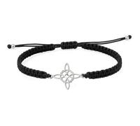 Pulsera de Protección con Tetragramatón y Nudo de Bruja, Plata 925, Cordón Ajustable, Disponible en Rojo y Negro. (Negra Nudo de Bruja)