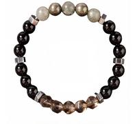 Pulsera de protección, labradorita de pirita de cuarzo ahumado de ónix, cuentas de piedra natural, piedras preciosas de 8 mm, escudo de energía de conexión a tierra, joyería de cristal para aliviar el