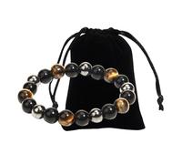Pulsera de Protección Triple con Piedras Naturales - Ojo de Tigre, Obsidiana Negra y Hematita - Pulsera Ajustable Unisex para Equilibrio y Meditación, Ideal para Regalo