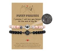 Pulsera de proyección Te amo Pulsera de cuentas en 100 idiomas para el día de San Valentín Regalo de pareja para mi esposa, novia, señora y señor. (PINKY PROMISE)
